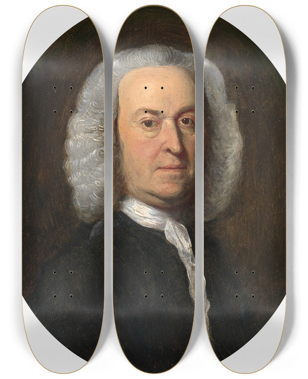 Triptych art skateboard deck of John Singleton Copley Andrew Oliver by John Singleton Copley (1738-1815)