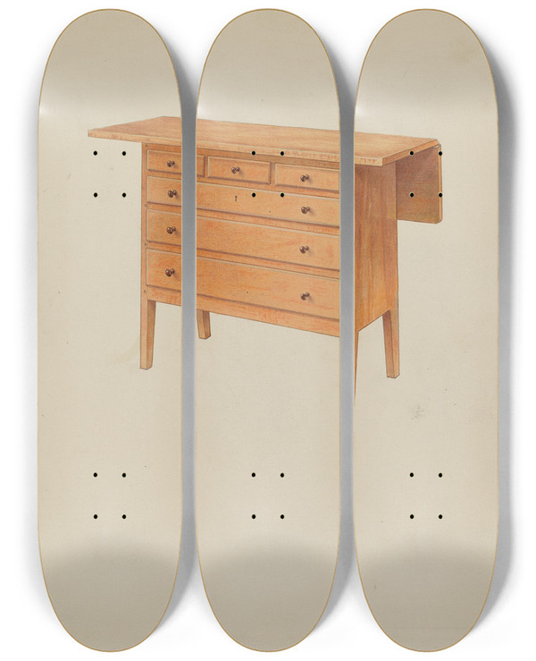 Triptych art skateboard deck of Irving I Smith Shaker Sewing Table_2 by Irving I Smith