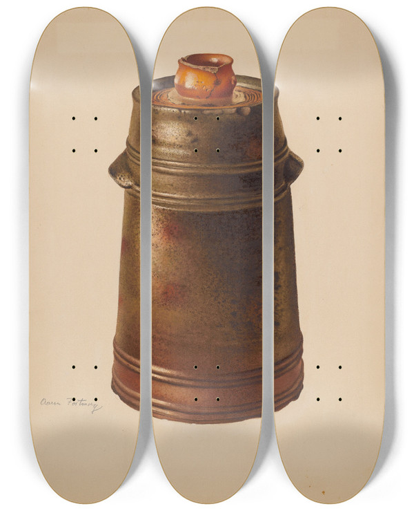 Triptych art skateboard deck of Aaron Fastovsky Churn_1 by Aaron Fastovsky