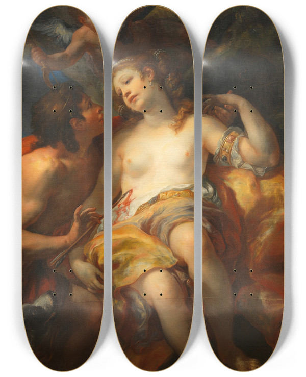 Triptych art skateboard deck of Johann Michael Rottmayr Cephalus And Procris by Johann Michael Rottmayr (1654-1654)