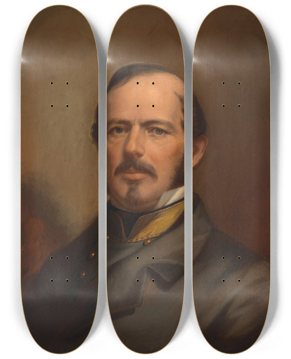 Triptych art skateboard deck of Benjamin Franklin Reinhart Joseph Eggleston Johnston by Benjamin Franklin Reinhart (1829-1885)