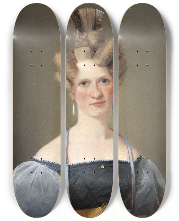 Triptych art skateboard deck of Wilhelm Bendz Marie Raffenberg The Artists Betrothed by Wilhelm Bendz (1804-1832)