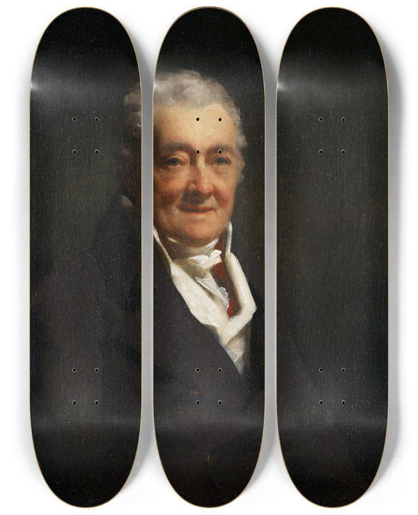 Triptych art skateboard deck of Sir Henry Raeburn E Finlay Esquire by Sir Henry Raeburn (1756-1823)
