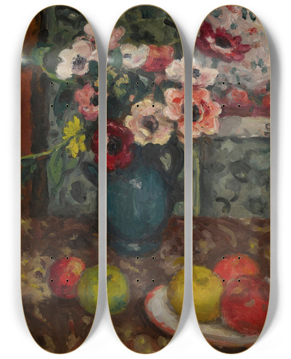 Triptych art skateboard deck of Georges Despagnat Nature Morte by Georges d'Espagnat (1870-1950)