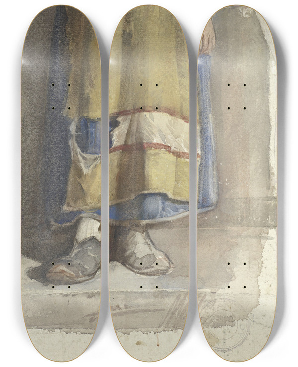 Triptych art skateboard deck of Jacobus Van Looy Benen En Voeten Van Staande Vrouwelijke Figuur by Jacobus van Looy (1855-1930)