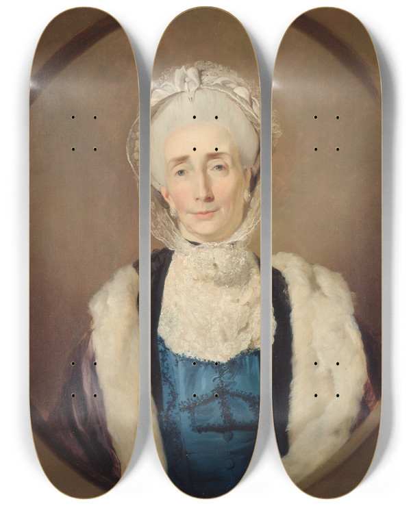 Triptych art skateboard deck of John Hamilton Mortimer Mrs Lushington by John Hamilton Mortimer (1740-1779)