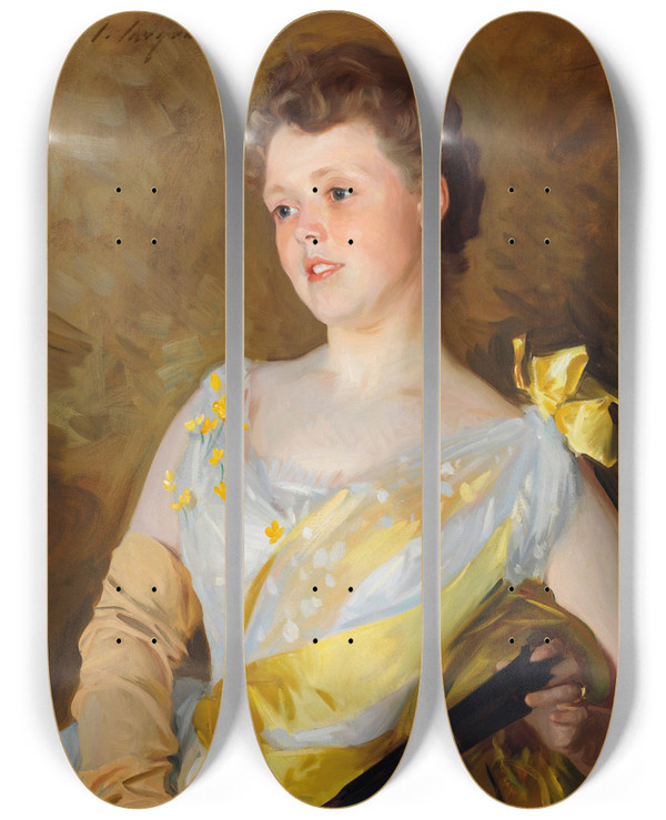 Triptych art skateboard deck of John Singer Sargent Florence Addicks by John Singer Sargent (1856-1925)