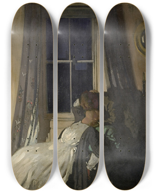 Triptych art skateboard deck of William Orpen Night No 2 by William Orpen (1878-1931)
