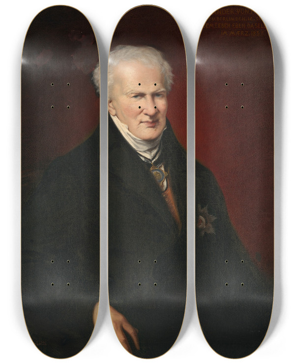 Triptych art skateboard deck of Emma Gaggiottirichards Alexander Von Humboldt by Emma Gaggiotti Richards