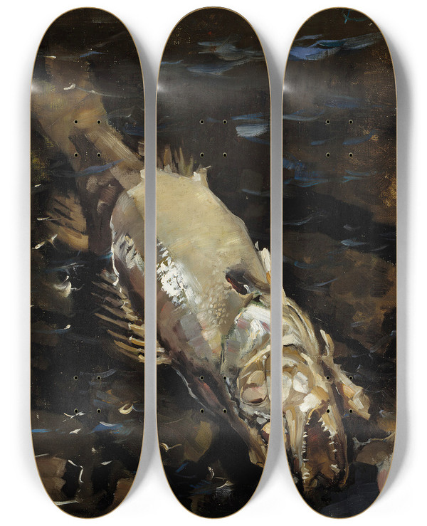 Triptych art skateboard deck of Akseli Gallenkallela Decaying Sander by Akseli Gallen Kallela (1865-1931)