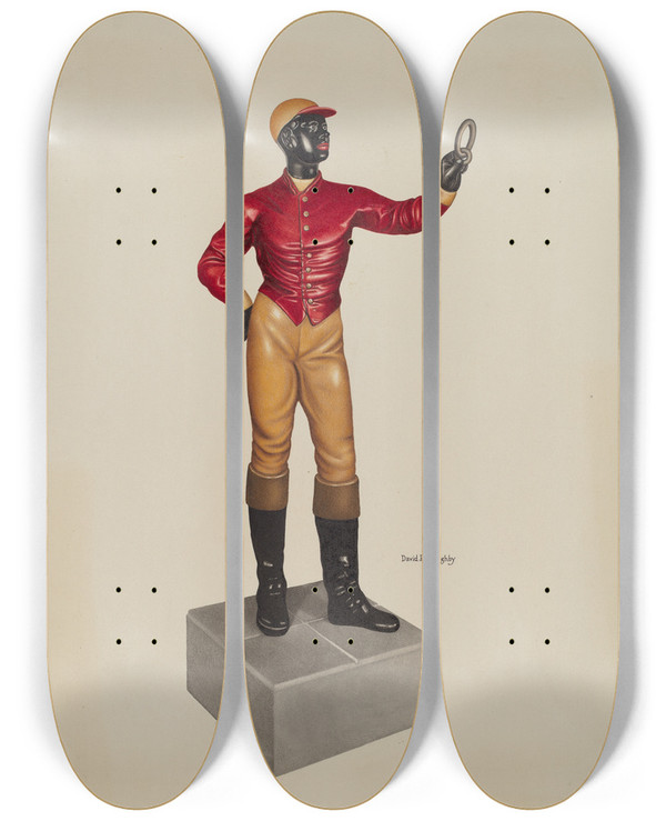 Triptych art skateboard deck of David P Willoughby Hitching Post_1 by David P Willoughby