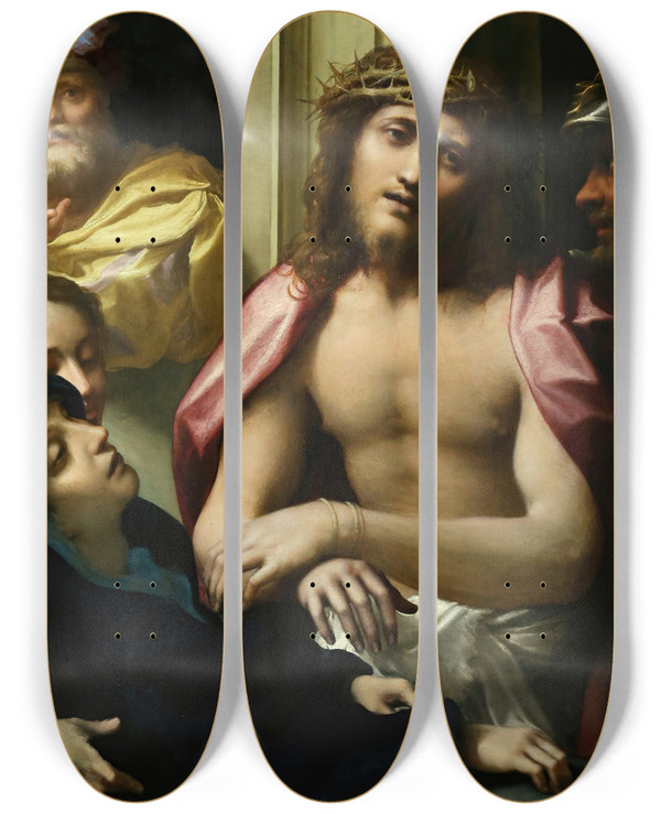 Triptych art skateboard deck of Correggio Ecce Homo by Correggio (1489-1534)