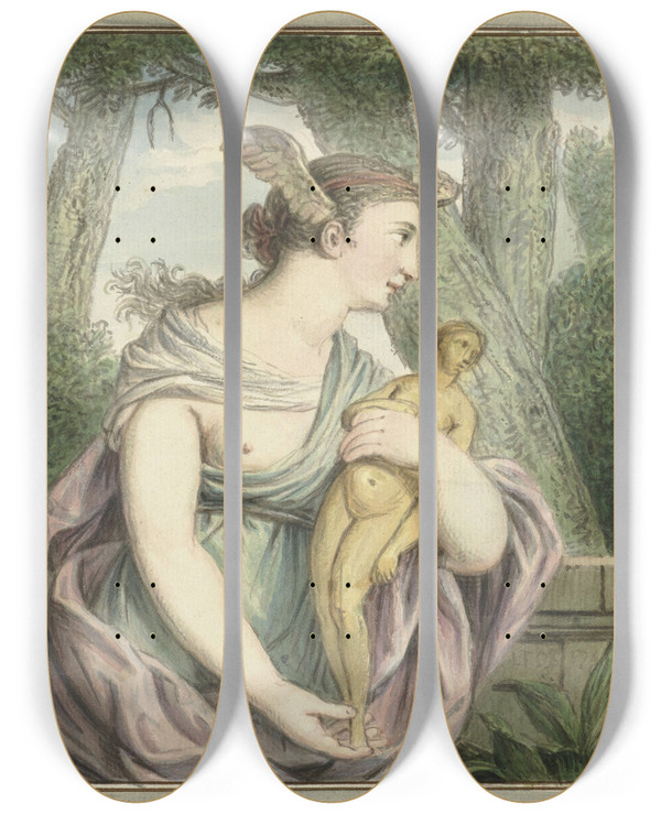 Triptych art skateboard deck of Louis Fabritius Dubourg De Vinding by Louis Fabritius Dubourg (1693-1775)