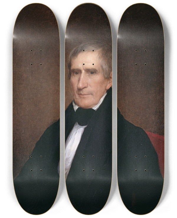 Triptych art skateboard deck of Albert Gallatin Hoit William Henry Harrison by Albert Gallatin Hoit (1809-1856)