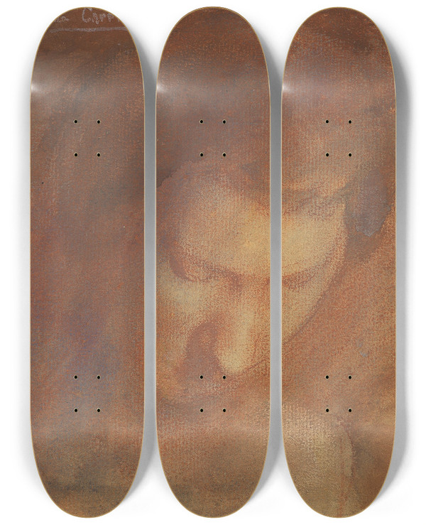 Triptych art skateboard deck of Eugne Carriere A Portrait by Eugene Carriere (1849-1906)