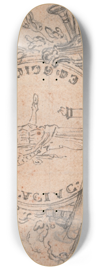 Hubert-Franois Gravelot - Design for a Vignette; Figure of Abundance 8.25 inch art skate deck