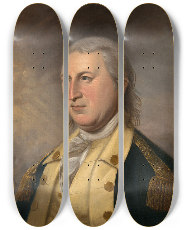 Triptych art skateboard deck of James Peale Horatio Gates_2 by James Peale (1749-1831)