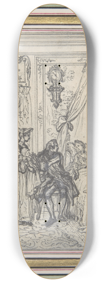 Hubert-Franois Gravelot - Study for a frontispiece for Histoire de Miss Jenny 8.25 inch art skate deck