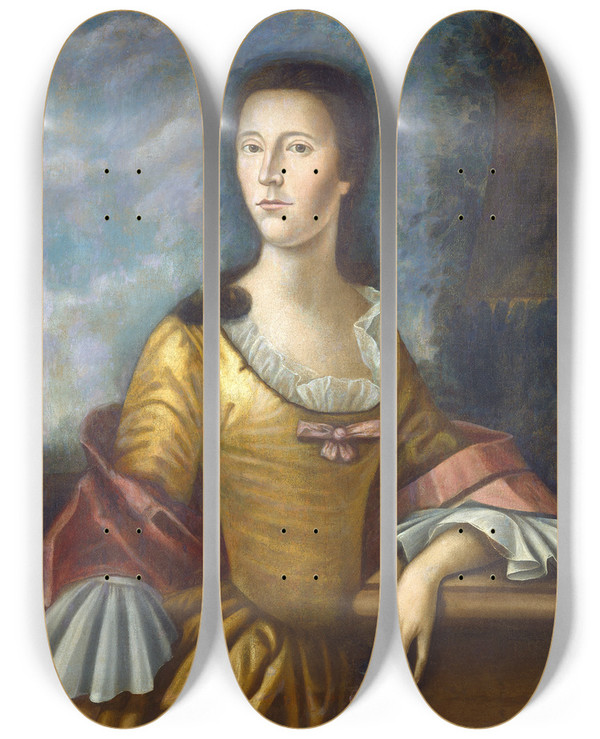 Triptych art skateboard deck of Benjamin West Mary Bethel Boude Mrs Samuel Boude by Benjamin West (1738-1820)