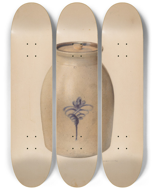 Triptych art skateboard deck of George Loughridge Jar_6 by George Loughridge (20-)
