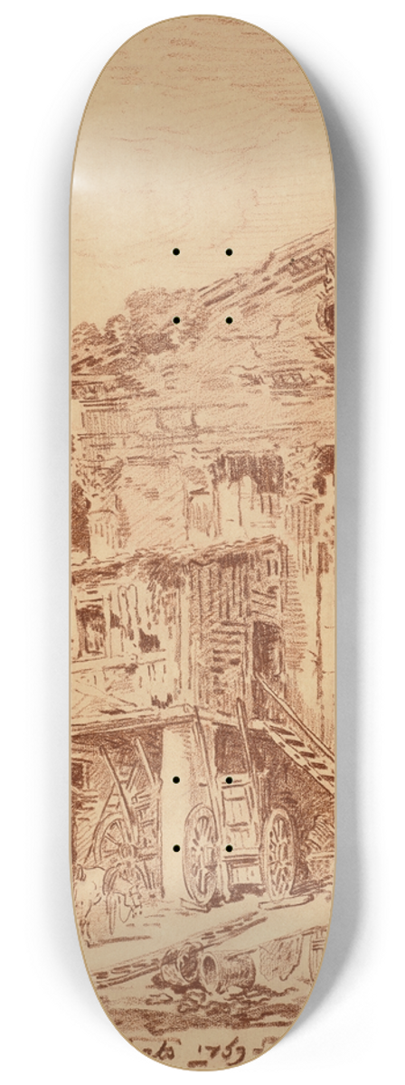 Hubert Robert - A courtyard near the Campo Vaccino in Rome 8.25 inch art skate deck