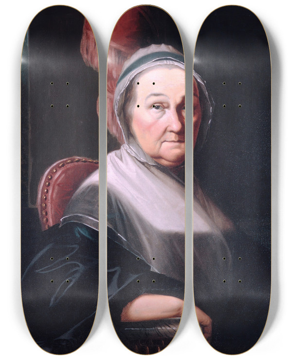 Triptych art skateboard deck of Henry Benbridge Mrs Benjamin Simons by Henry Benbridge (1743-1812)