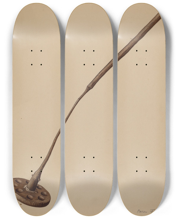 Triptych art skateboard deck of Aaron Fastovsky Churn_2 by Aaron Fastovsky