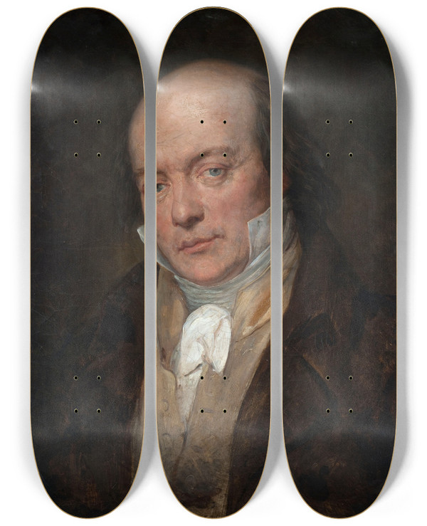 Triptych art skateboard deck of Ary Scheffer Portrait De Pierrejean De Branger by Ary Scheffer (1795-1858)