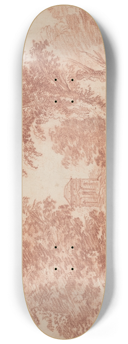 Hubert Robert - Italian Park with a Tempietto 8.25 inch art skate deck