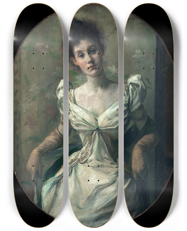 Triptych art skateboard deck of Jacquesmile Blanche Portrait De Madame Abel Hermant by Jacques-mile Blanche (1861-1942)