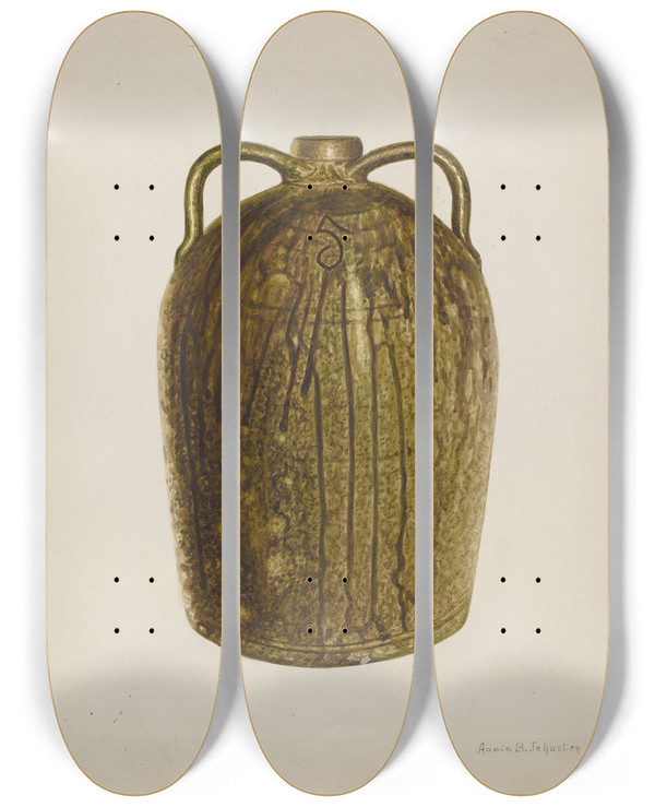 Triptych art skateboard deck of Annie B Johnston Stoneware Jug_6 by Annie B Johnston (20-)