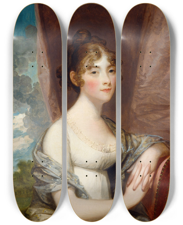 Triptych art skateboard deck of Gilbert Stuart Ann Barry by Gilbert Stuart (1755-1828)