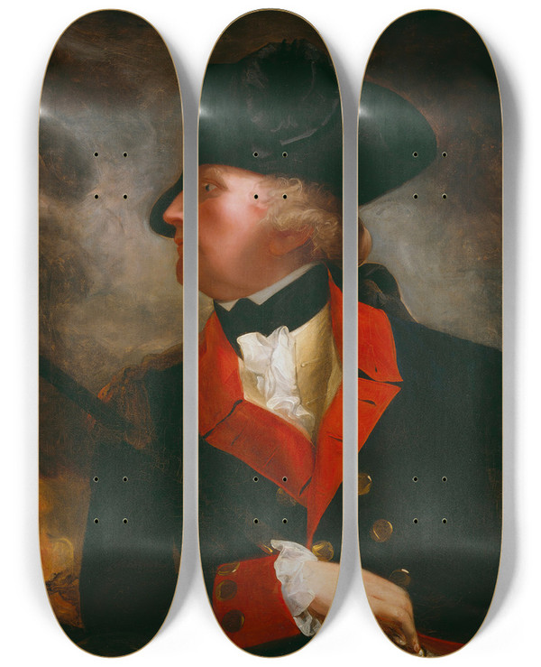Triptych art skateboard deck of John Singleton Copley Colonel George Lewis by John Singleton Copley (1738-1815)