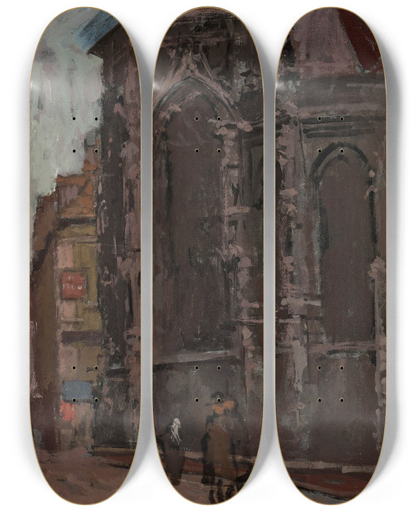 Triptych art skateboard deck of Walter Richard Sickert St Jacques Dieppe by Walter Richard Sickert (1860-1942)