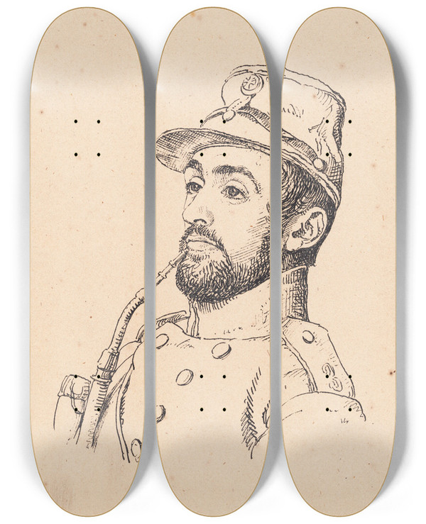 Triptych art skateboard deck of P C Skovgaard Lgen V E Blom by P C Skovgaard (1817-1875)