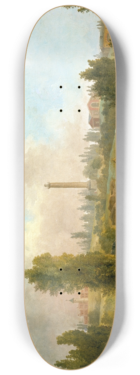 Hubert Robert - View of the Park of Mrville 8.25 inch art skate deck