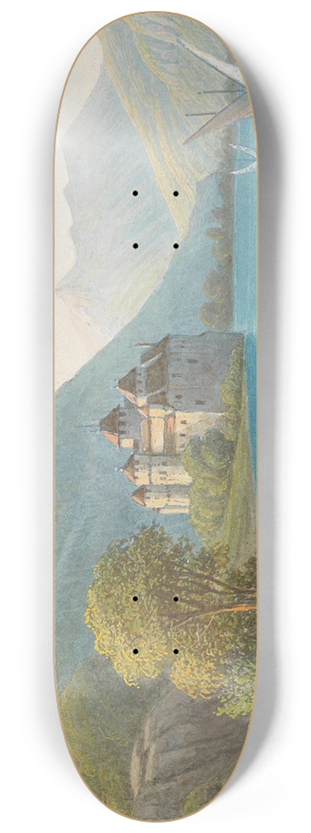 Hubert Sattler - Blick auf Schloss Chillon am Genfer See 8.25 inch art skate deck
