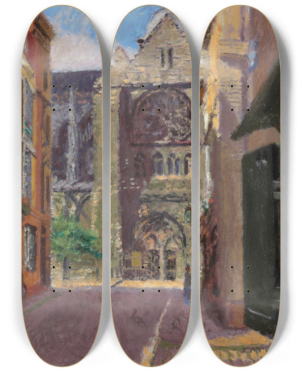 Triptych art skateboard deck of Walter Richard Sickert La Rue Pecquet Dieppe by Walter Richard Sickert (1860-1942)