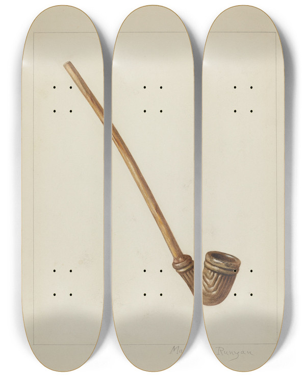 Triptych art skateboard deck of Manuel G Runyan Pipe by Manuel G Runyan