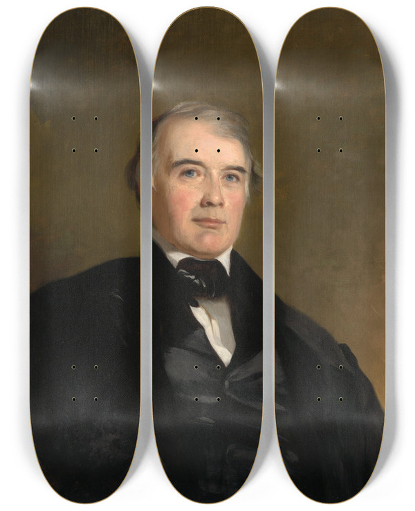 Triptych art skateboard deck of Thomas Sully James Pollard Espy by Thomas Sully (1783-1872)