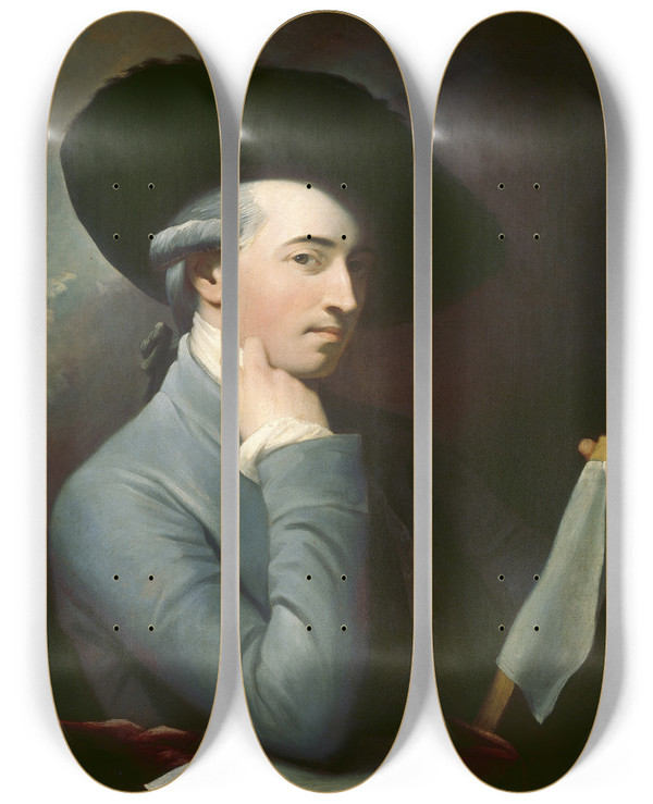 Triptych art skateboard deck of Benjamin West Benjamin West Portrait by Benjamin West (1738-1820)