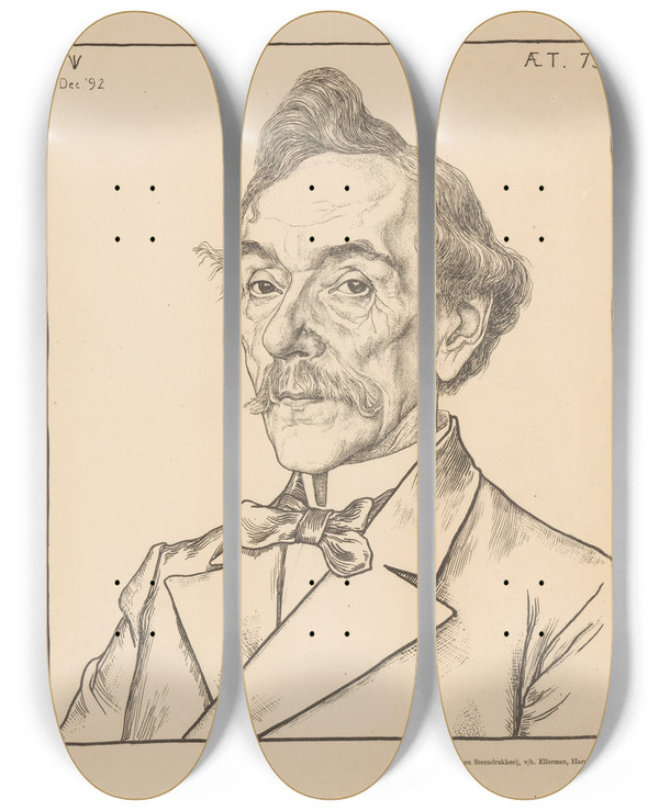 Triptych art skateboard deck of Jan Veth Portret Van Louis Jacques Veltman_2 by Jan Veth (1864-1925)