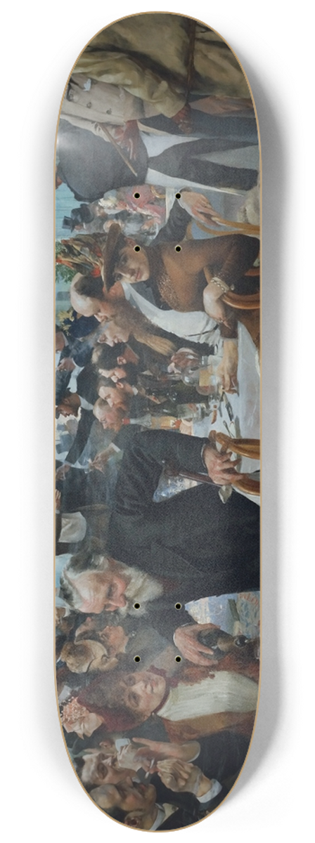Hugo Birger - The Scandinavian Artists Lunch at Caf Ledoyen, Paris; Varnishing Day 1886 8.25 inch art skate deck