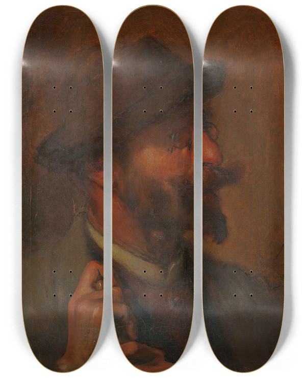 Triptych art skateboard deck of Auguste Boulard Rudolf Ribarz Maler by Auguste Boulard (1825-1897)