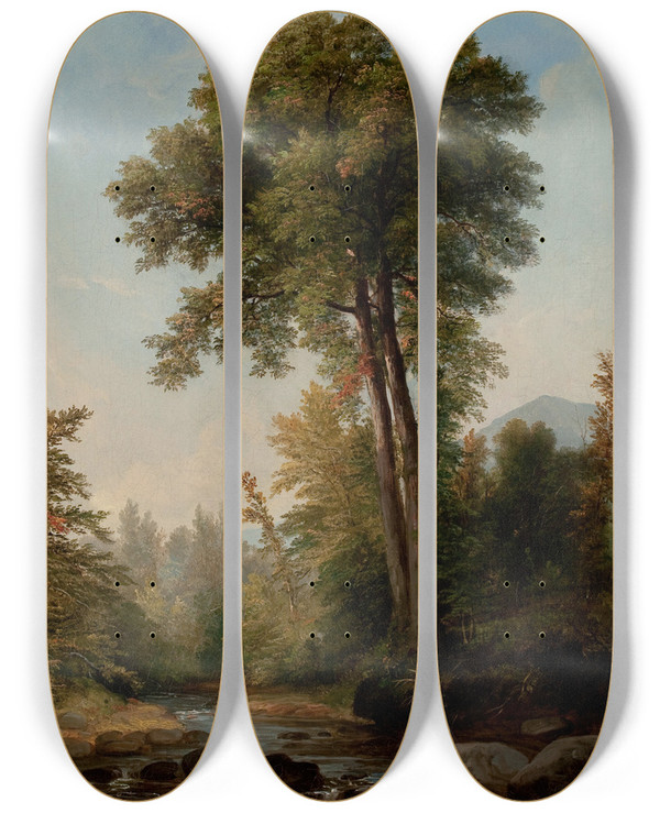 Triptych art skateboard deck of Asher Brown Durand A Natural Monarch by Asher Brown Durand (1796-1886)