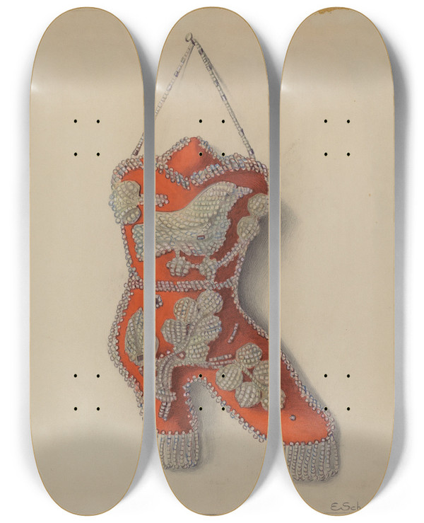 Triptych art skateboard deck of Erwin Schwabe Pincushion by Erwin Schwabe