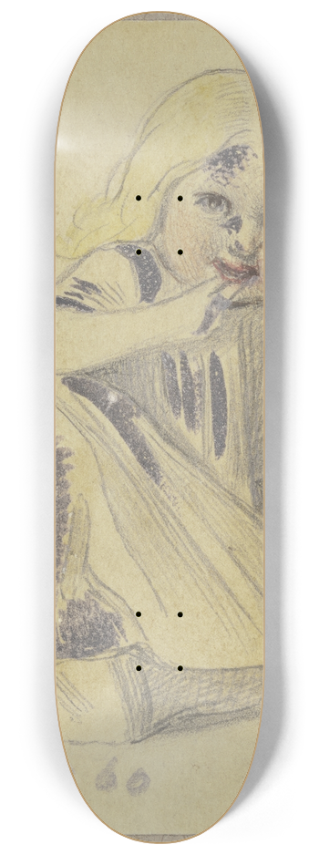 Hugo Kauffmann - Kleines Mdchen am Boden 8.25 inch art skate deck