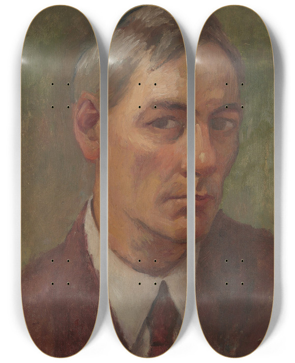 Triptych art skateboard deck of Frederick Porter Self Portrait_1 by Frederick Porter (1883-1944)