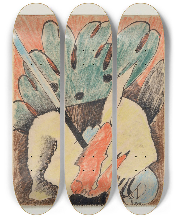 Triptych art skateboard deck of Arthur Dove Untitled by Arthur Dove (1880-1946)