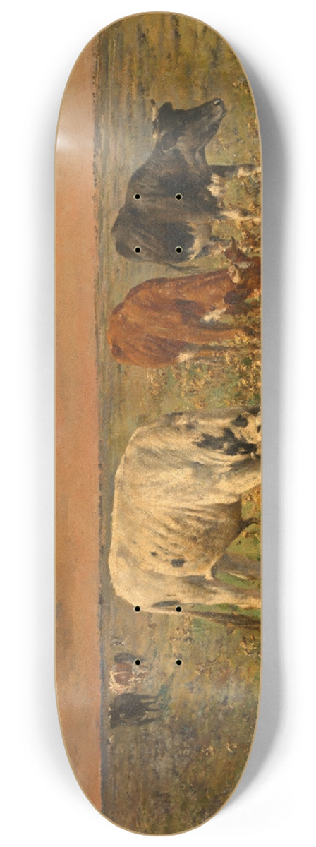 Alfred Verwee - Cows in a Pasture 8.25 inch art skate deck